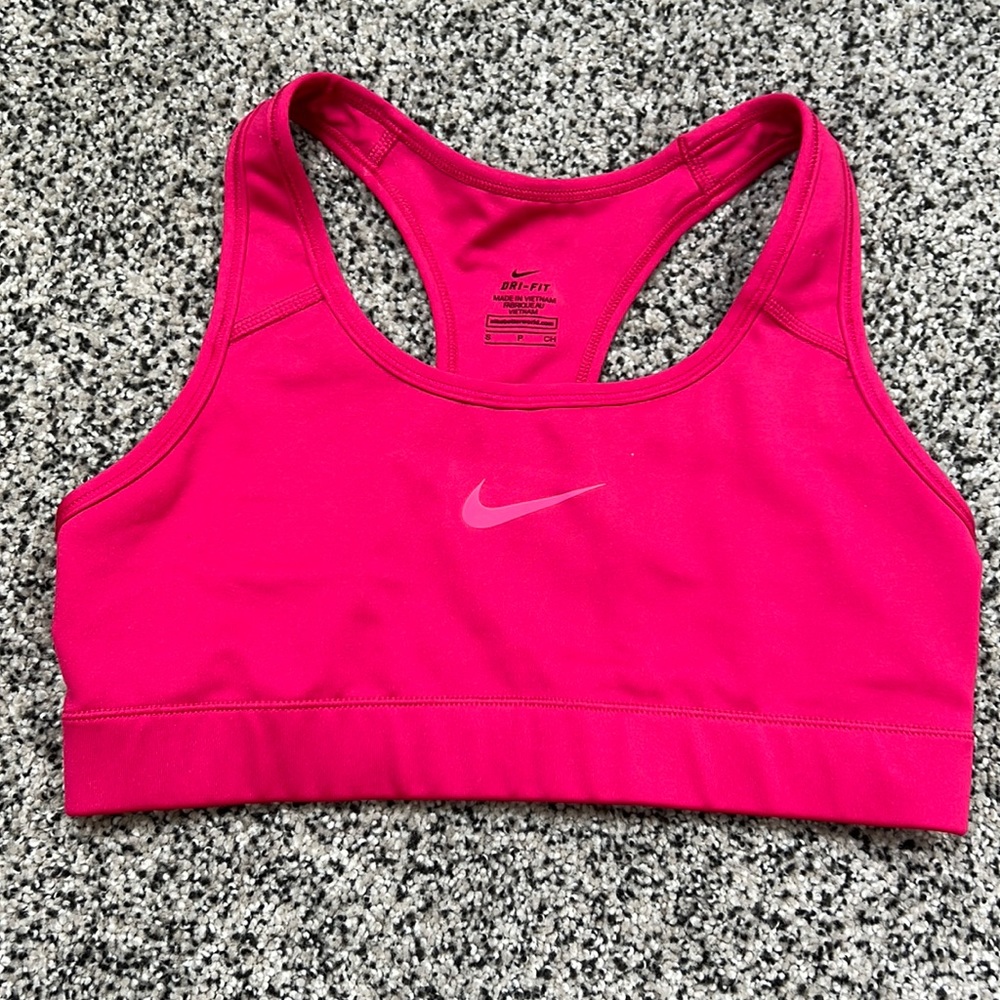 Pink Nike sports bra